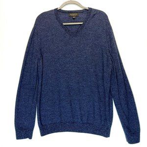 Banana Republic Mens Sweater Size XL V-Neck 100% Wool Merino Blue